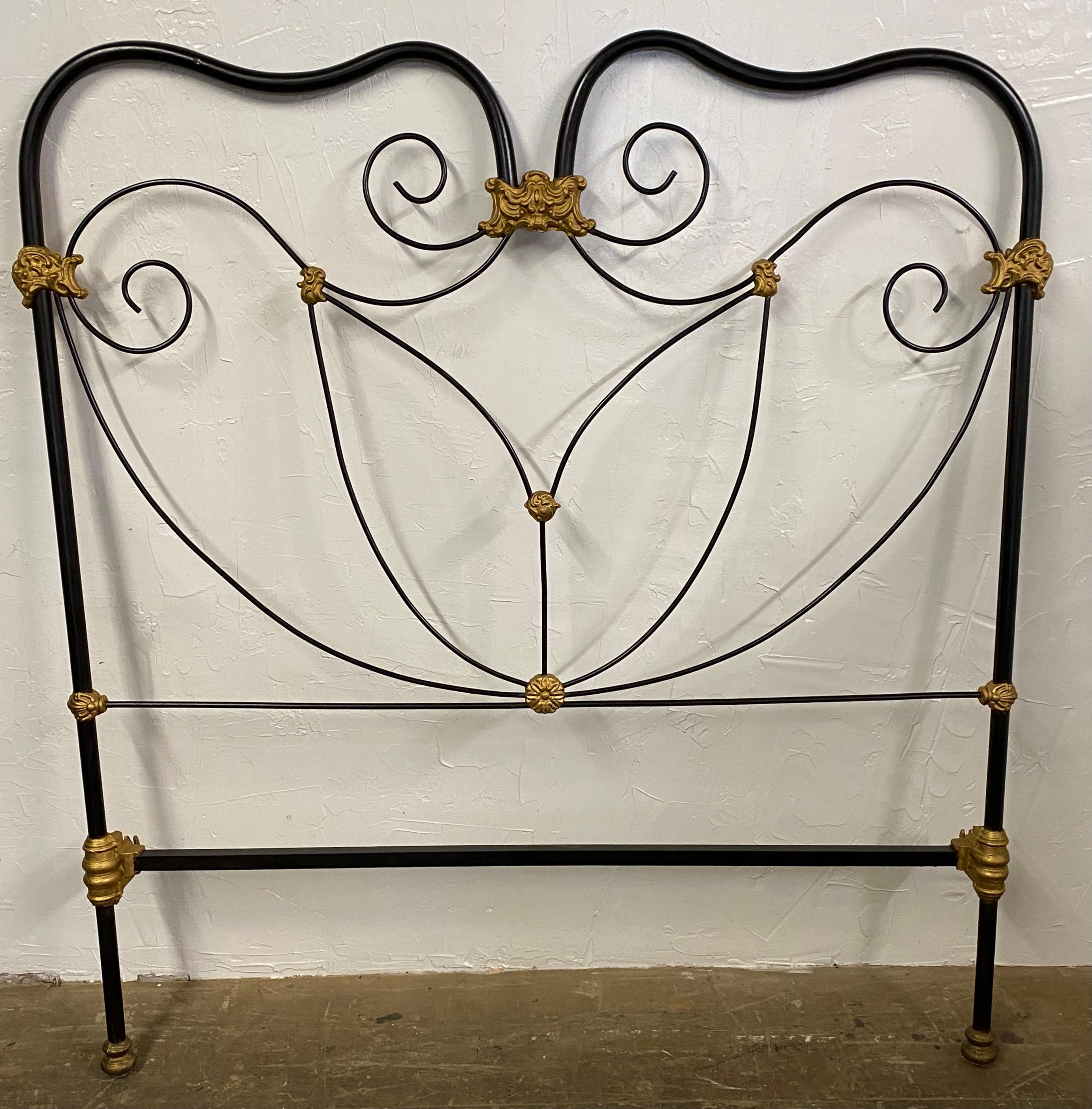 Iron Hollywood Regency Rococo Style Full Size Headboard For Sale