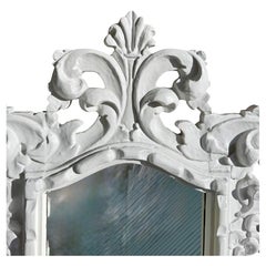 Hollywood Regency Rococo Style White Serge Roche Style Arched Wall Mirror, 1960s