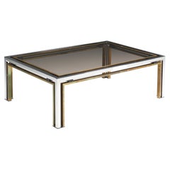Hollywood Regency Romeo Rega Coffee Table in Brass and Glass, 1970's