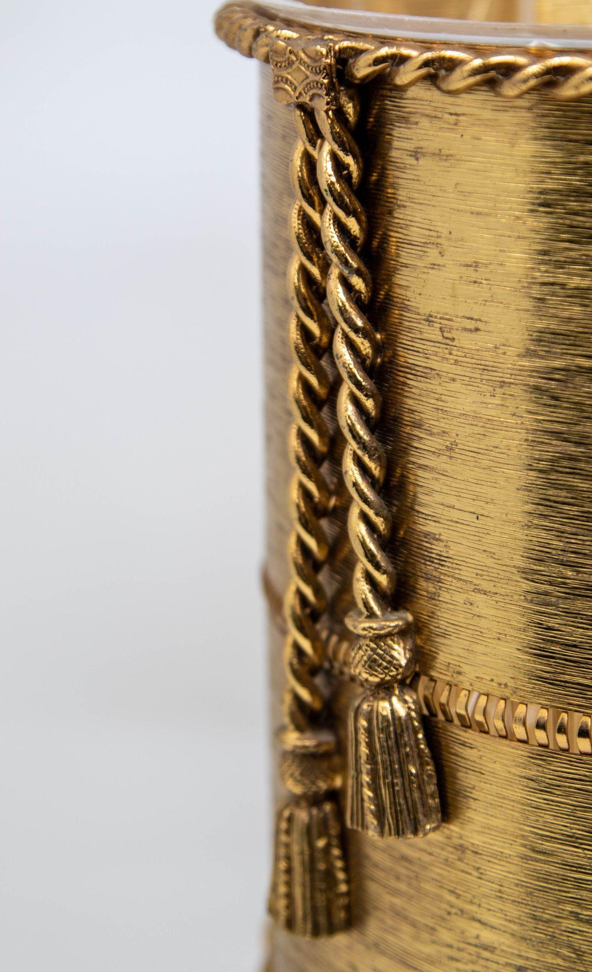 Hollywood Regency Rope and Tassel Wastebasket with Claw Feet 4