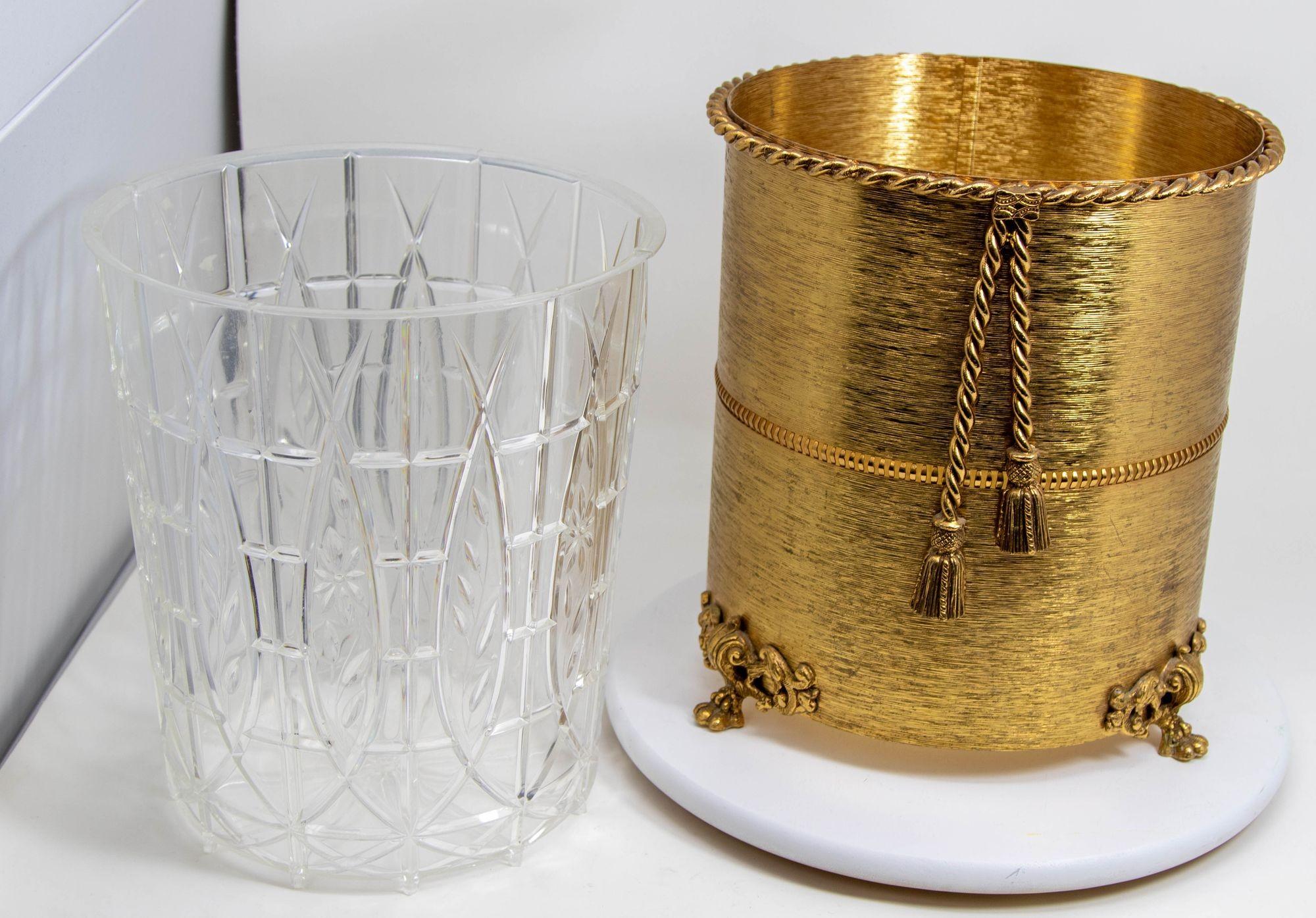 Hollywood Regency Rope and Tassel Wastebasket with Claw Feet 6