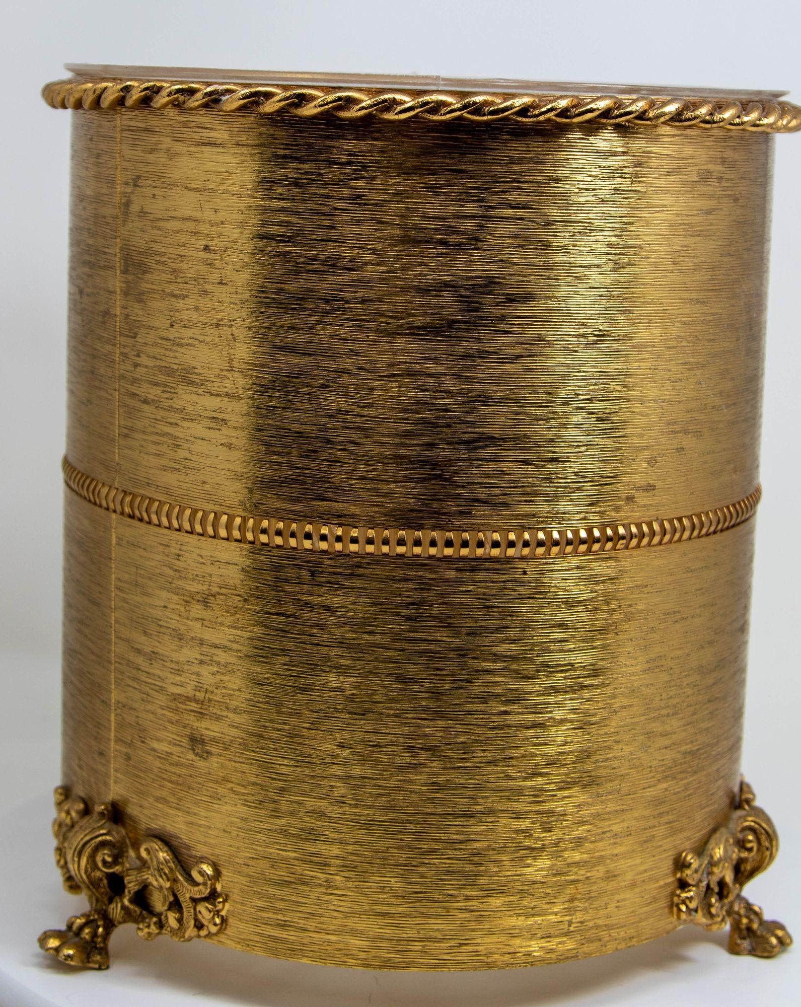 Hollywood Regency Rope and Tassel Wastebasket with Claw Feet 8
