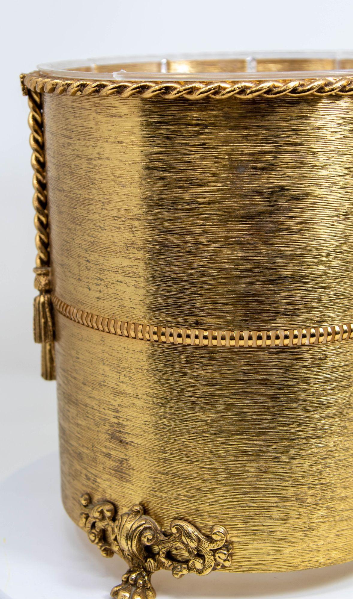 Hollywood Regency Rope and Tassel Wastebasket with Claw Feet 10