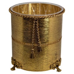 Vintage Hollywood Regency Rope and Tassel Wastebasket with Claw Feet