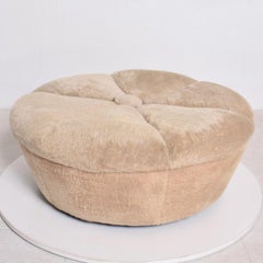 Hollywood Regency Tufted Round Vanity Ottoman Pouf William Billy Haines 1950s