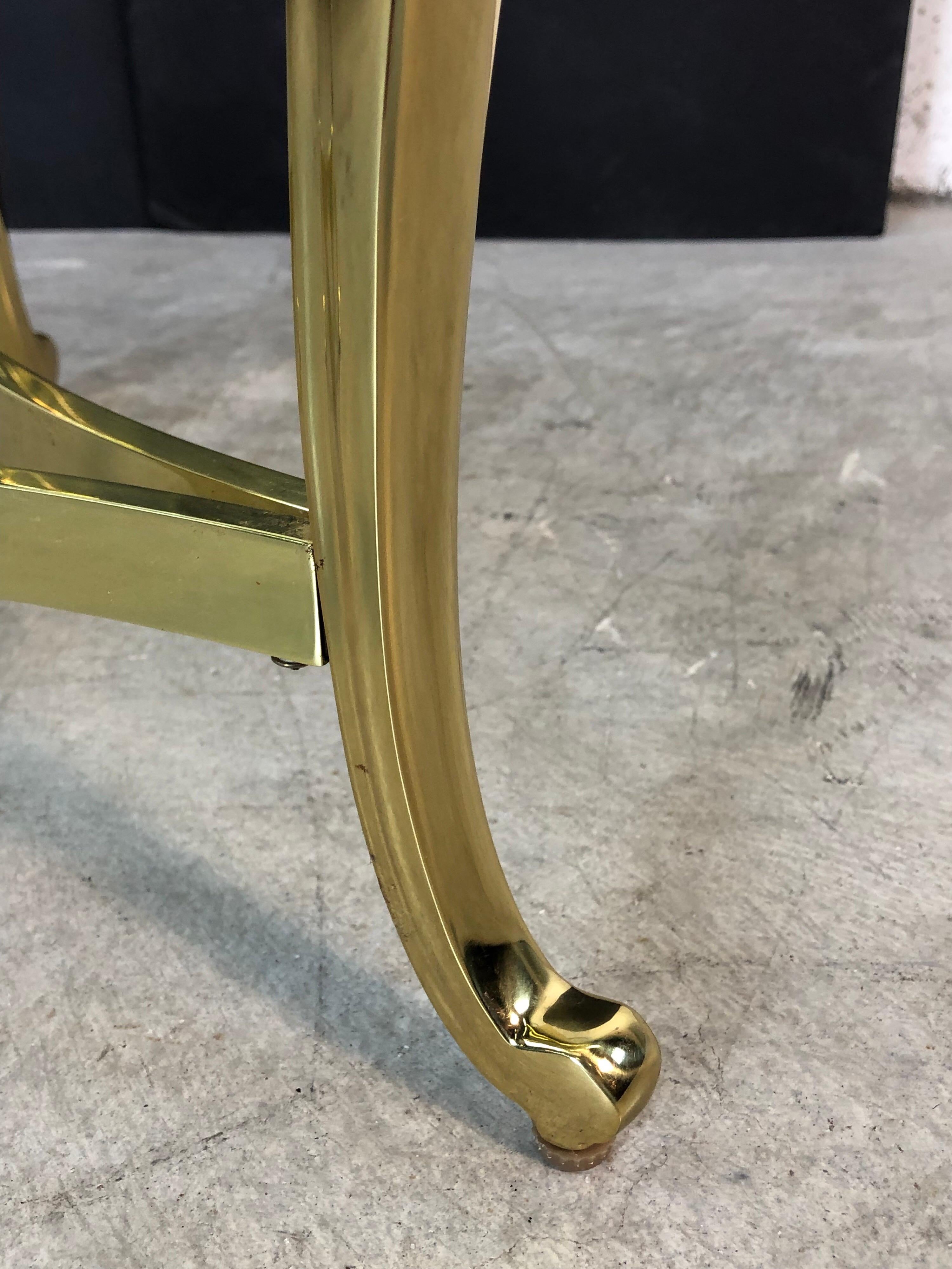 Hollywood Regency Round Brass and Glass Table For Sale 2