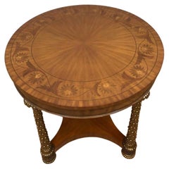 Hollywood Regency Round Brass Palm Tree Legs Accent Table by Maitland Smith