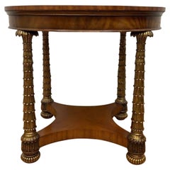 Hollywood Regency Round Brass Palm Tree Legs Accent Table by Maitland Smith