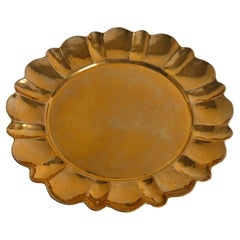 Hollywood Regency Round Brass Tray by Firma Lars Holmström, Sweden 1940's
