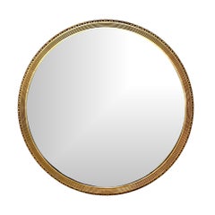 Hollywood Regency Round Carved Giltwood Mirror, 1940s