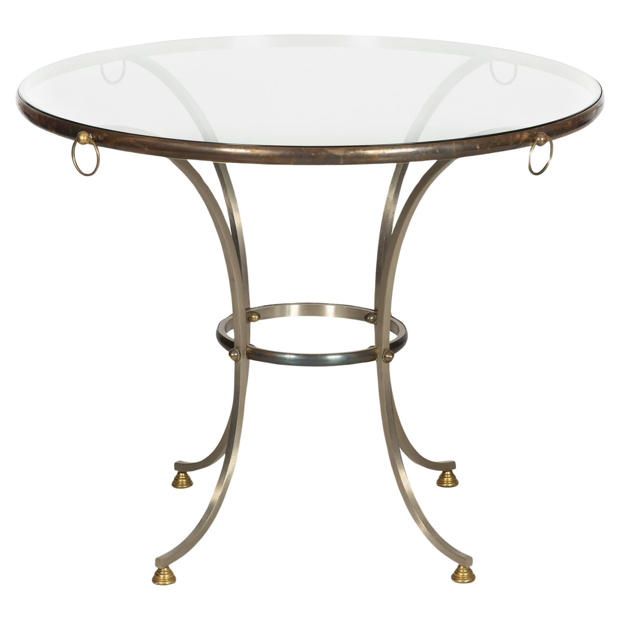 Hollywood Regency Round Circular Table, manner of Maison Jansen ca. 1970s For Sale