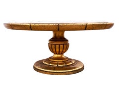 Hollywood Regency Round Cocktail Table in Gold & Marble in Style of James Mont