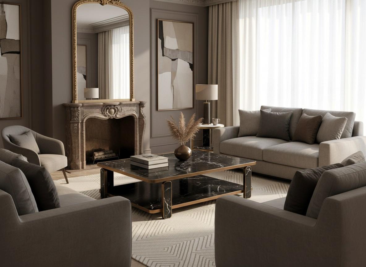 Hollywood Regency Runde Couchtisch In Messing und Marmor von Jose De Castro im Zustand „Neu“ im Angebot in NEW YORK, NY