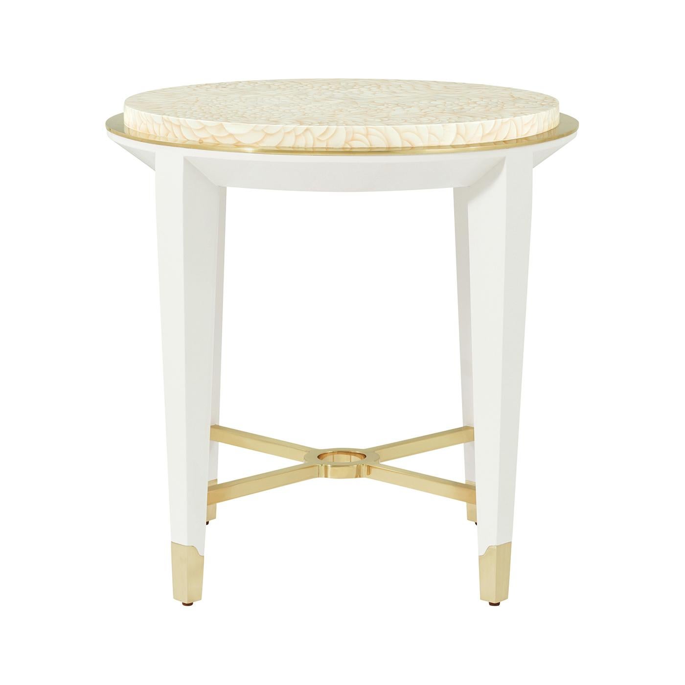 Vietnamese Hollywood Regency Round Side Table For Sale