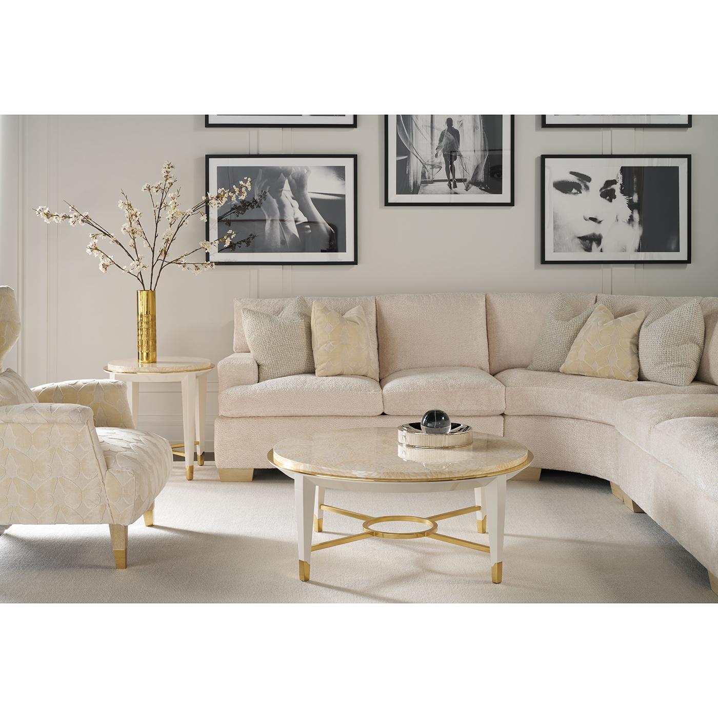 Contemporary Hollywood Regency Round Side Table For Sale