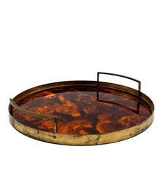 Hollywood regency round tray, Italy 1970s