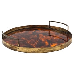 Hollywood regency round tray, Italy 1970s