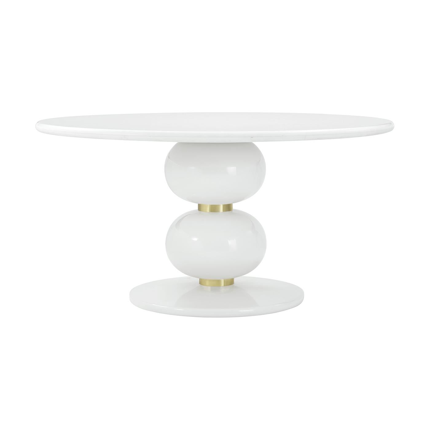 Vietnamese Hollywood Regency Round White Dining Table For Sale
