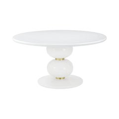 Hollywood Regency Round White Dining Table