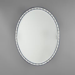 Hollywood Regency Sapphire & Jeweled Oval Wall Mirror 20thC