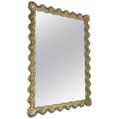 Hollywood Regency Scalloped Giltwood Venetian Mirror