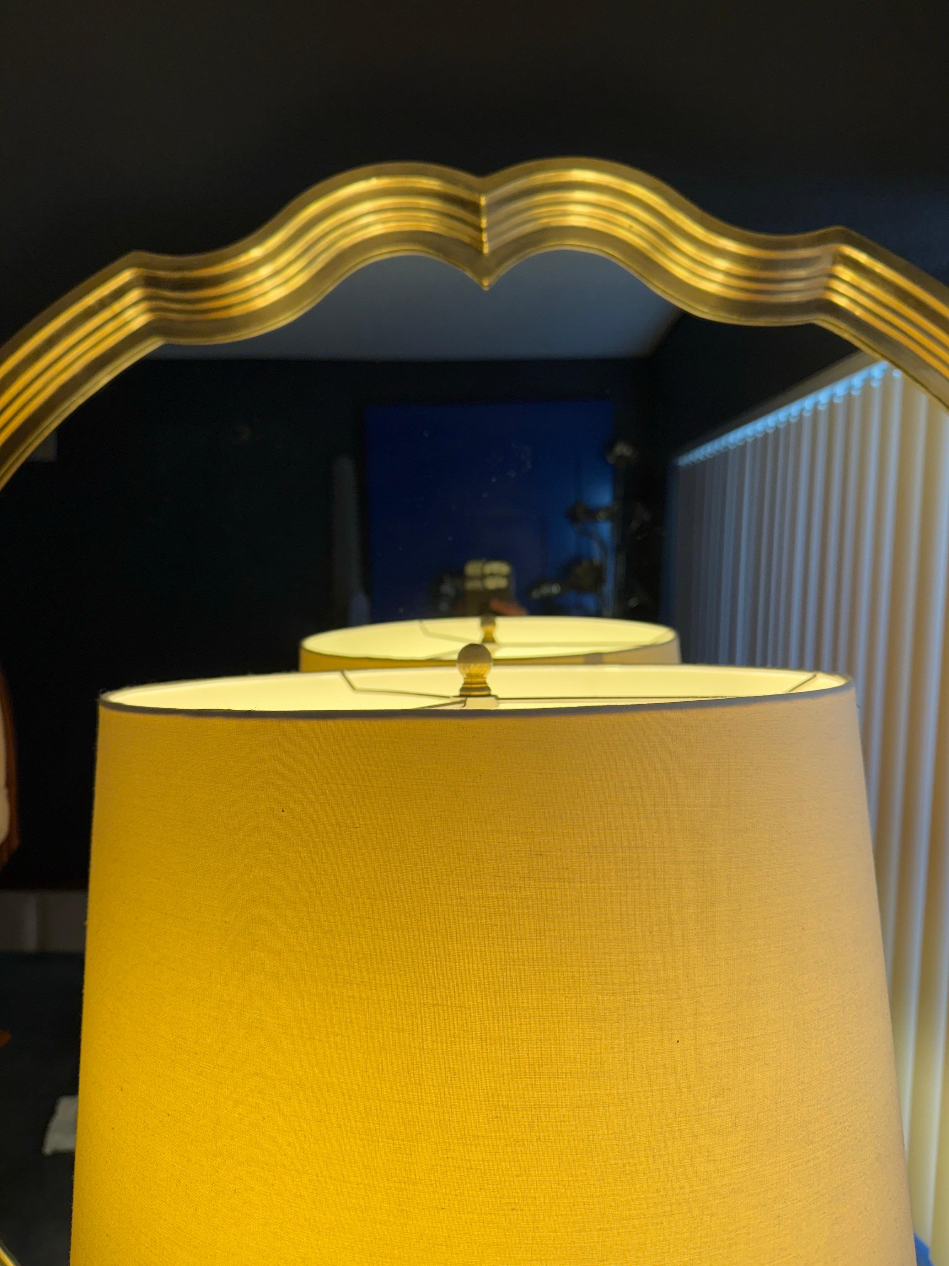 Hollywood Regency Scalloped Shape Brass Wall Mirror For Sale 7