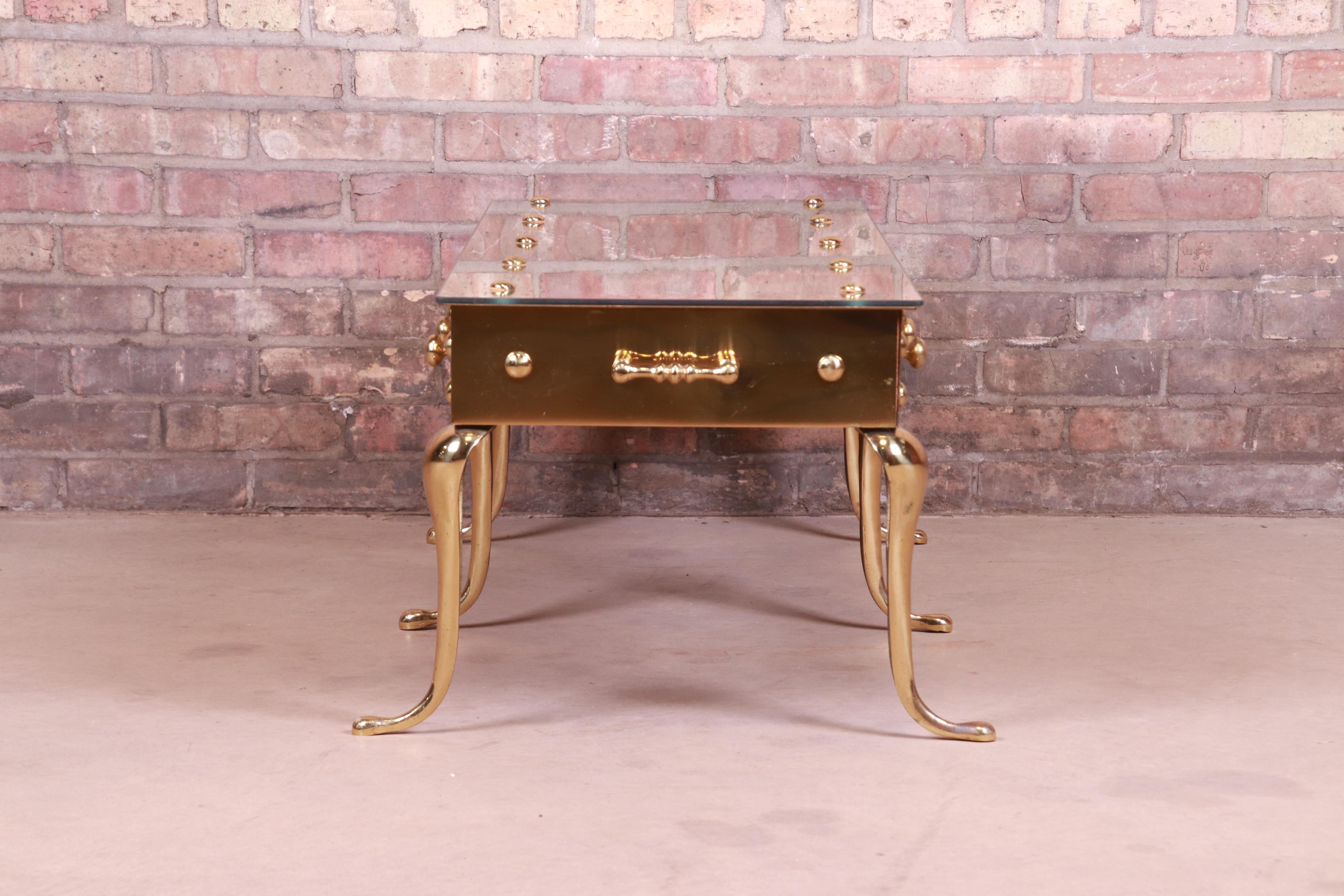 Hollywood Regency Sculpted Brass Cocktail Table Attributed to Labarge, 1960s 5