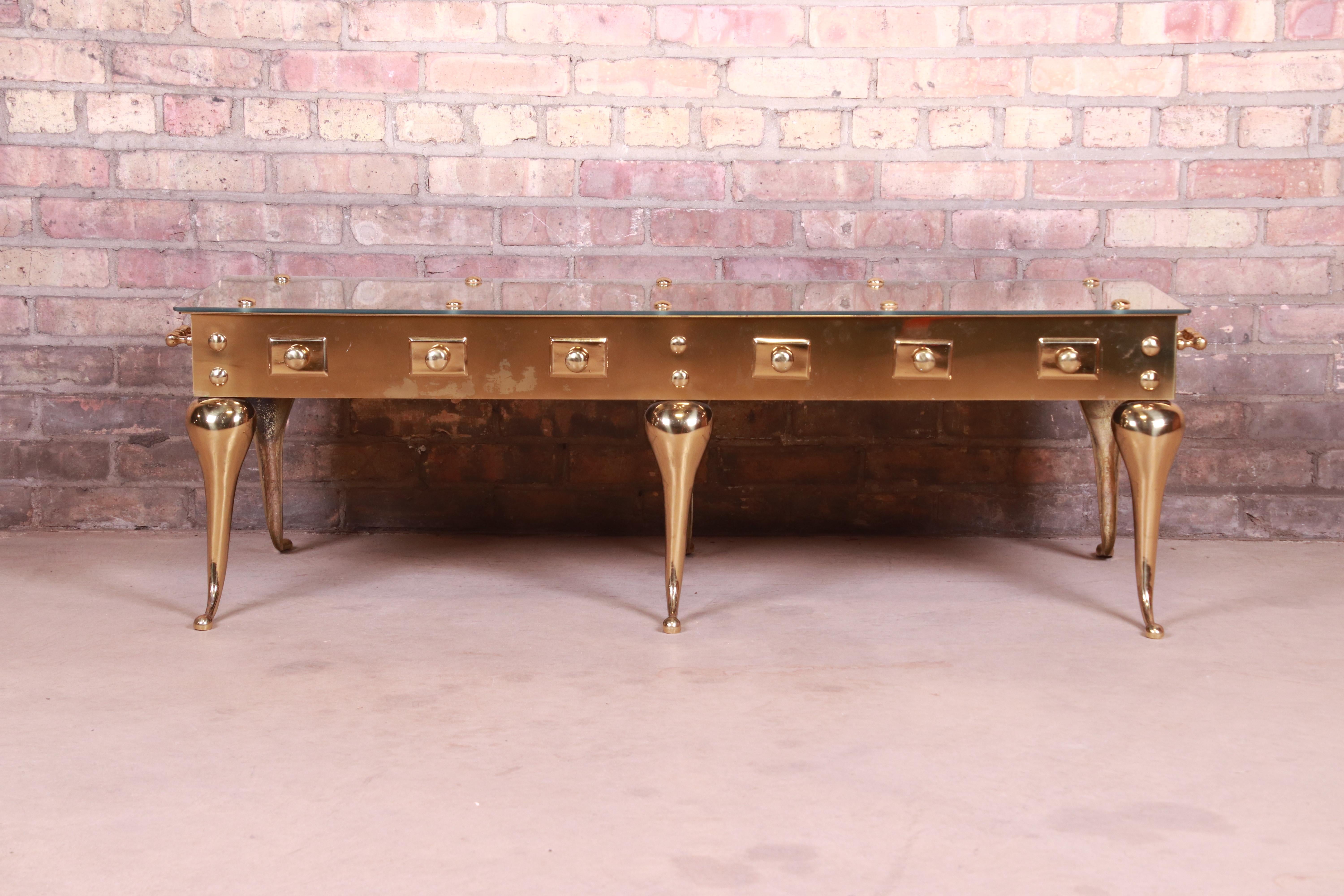 Hollywood Regency Sculpted Brass Cocktail Table Attributed to Labarge, 1960s 6