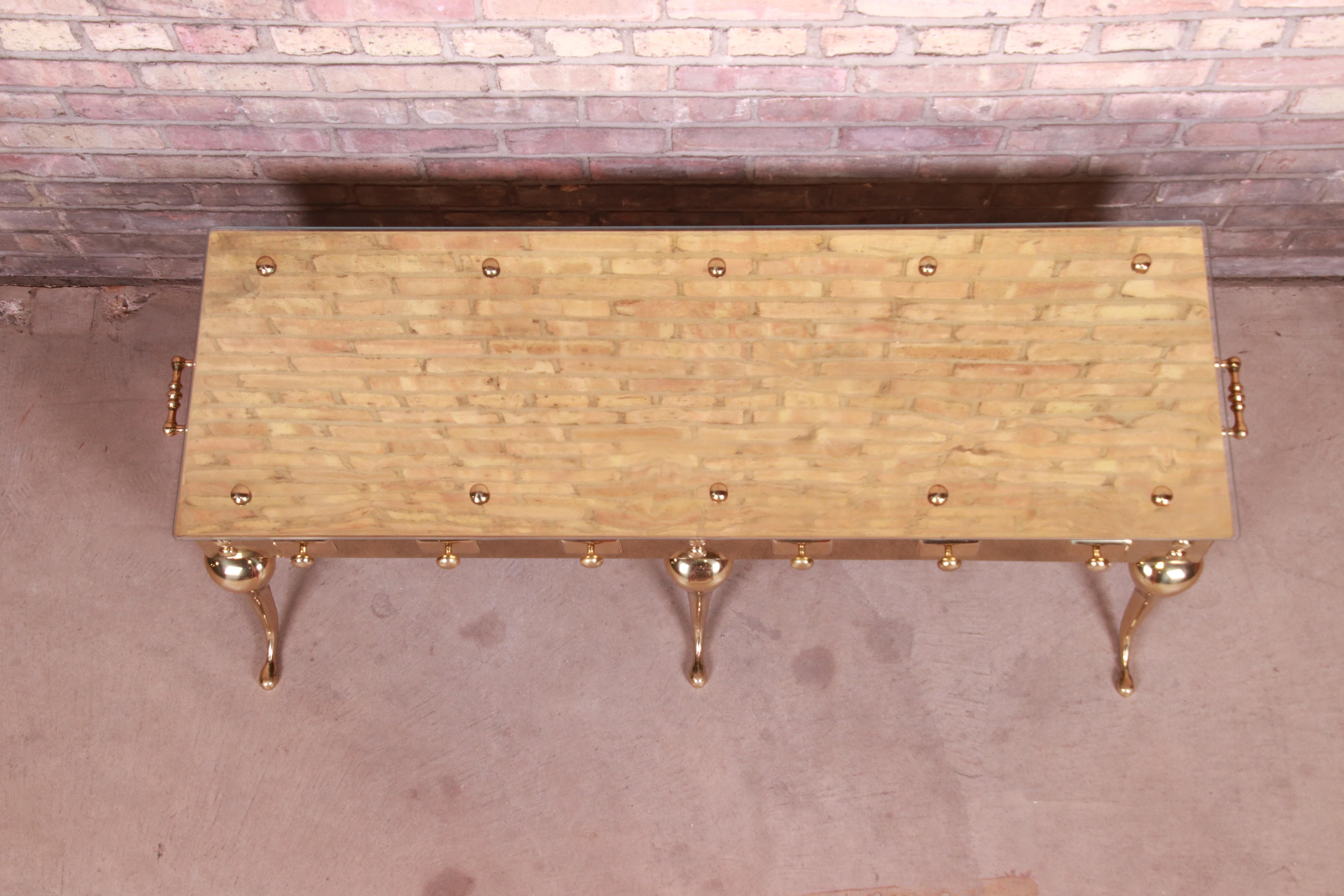 Hollywood Regency Sculpted Brass Cocktail Table Attributed to Labarge, 1960s 2