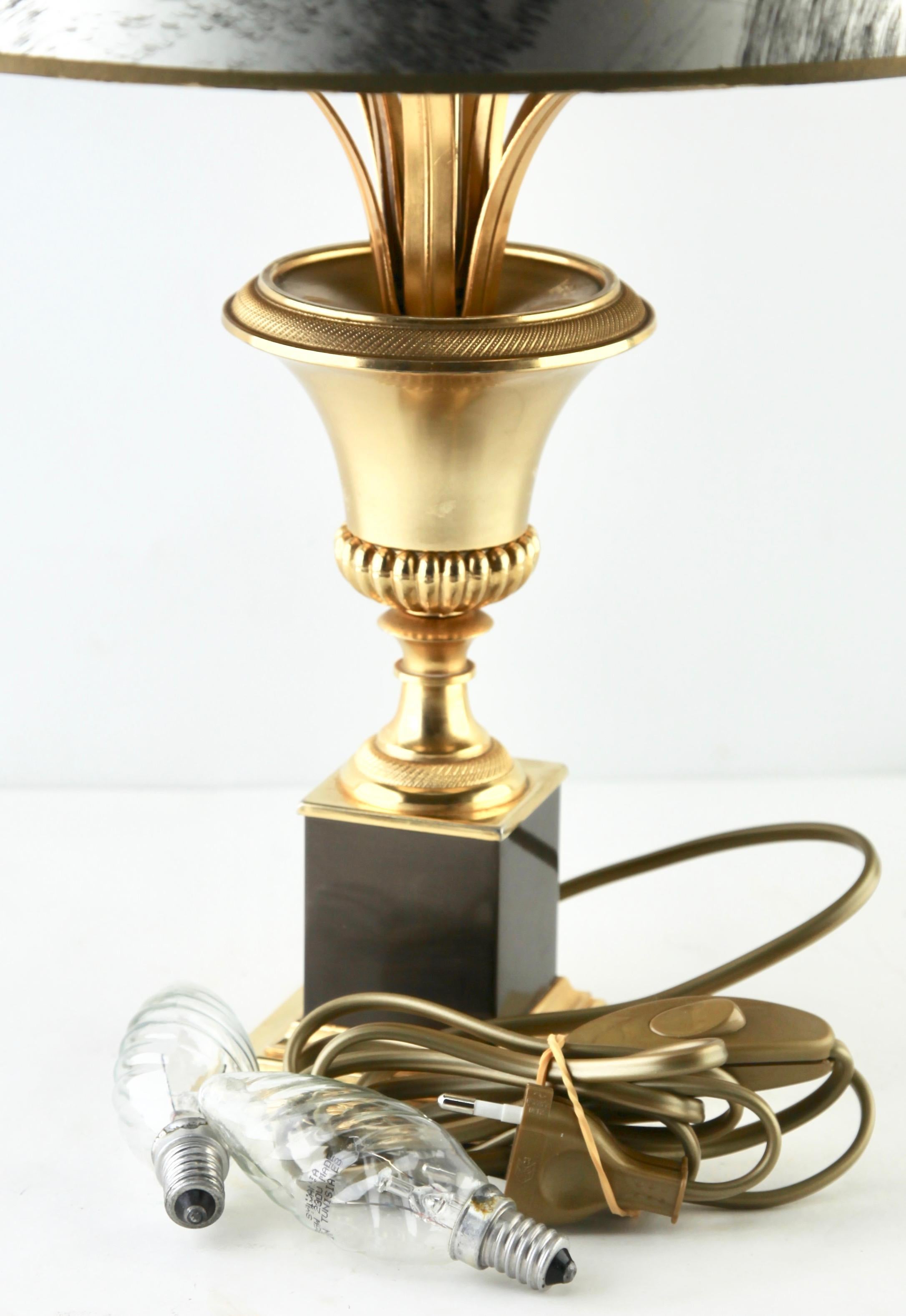 Hollywood Regency Sculptural Brass Palm Tree Table Lamp style of Maison Jansen im Angebot 3