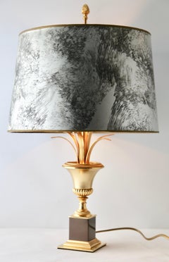 Hollywood Regency Sculptural Brass Palm Tree Table Lamp style of Maison Charles