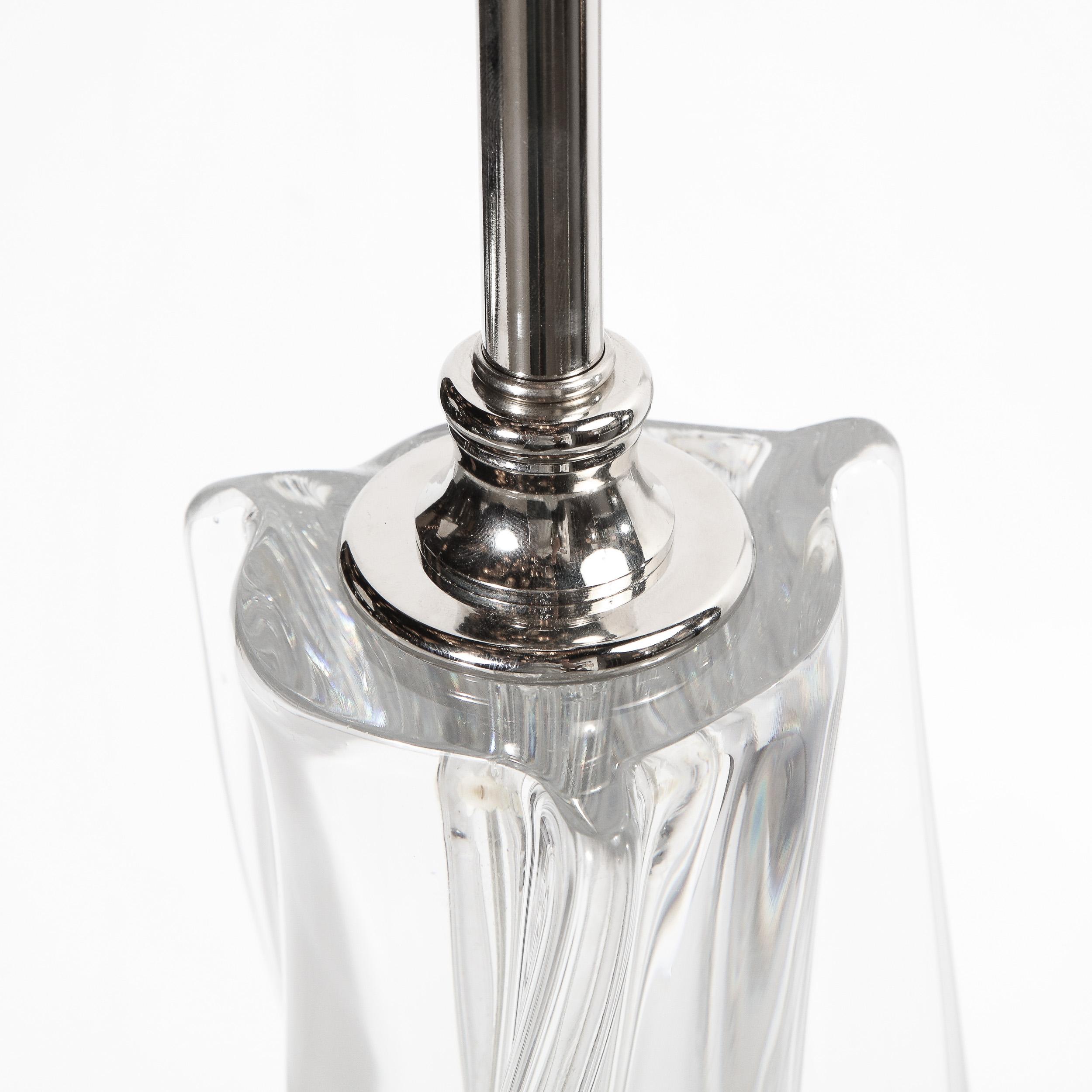 Hollywood Regency Sculptural Translucent Crystal Table Lamp Signed by Sevres For Sale 5