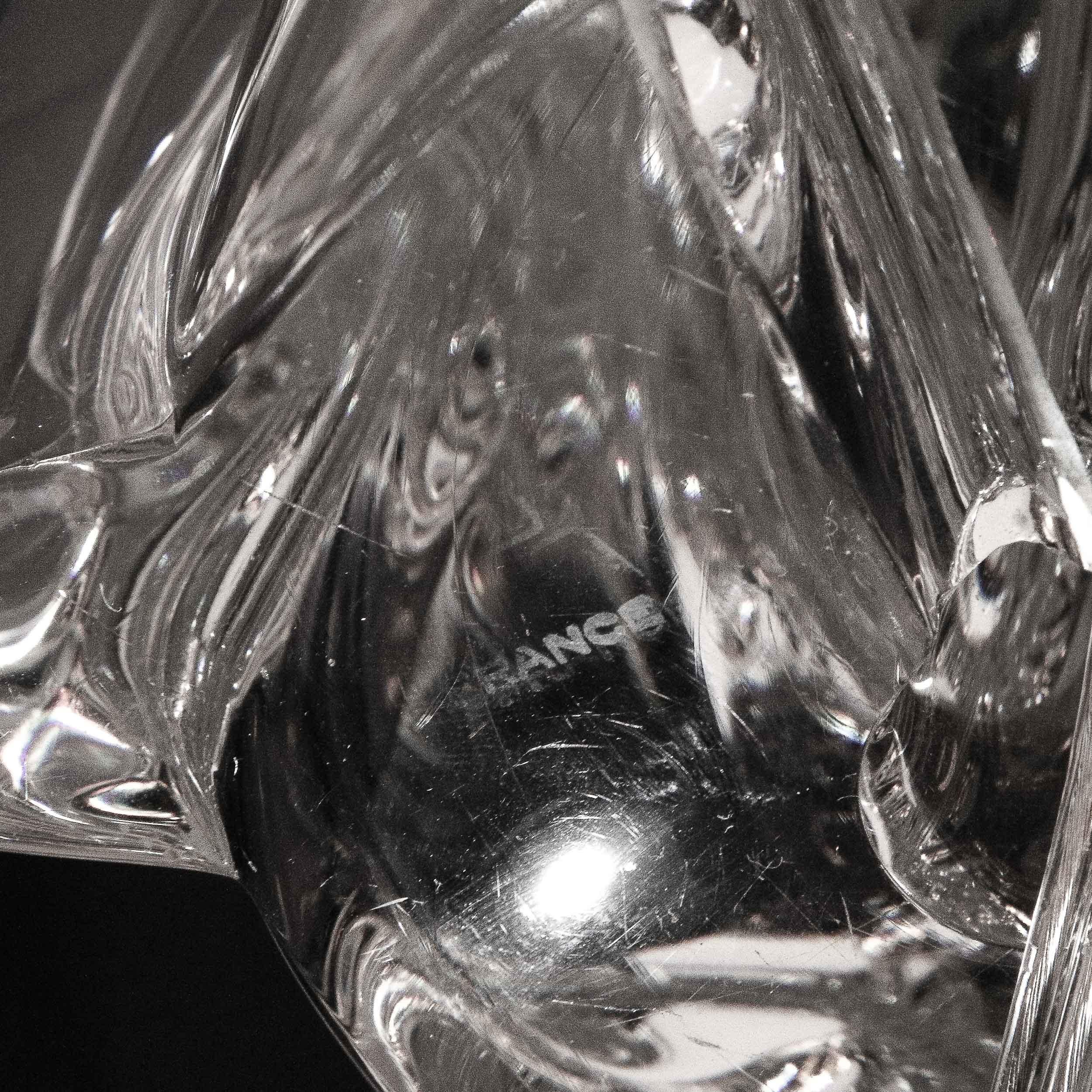 Hollywood Regency Sculptural Translucent Crystal Table Lamp Signed by Sevres For Sale 7