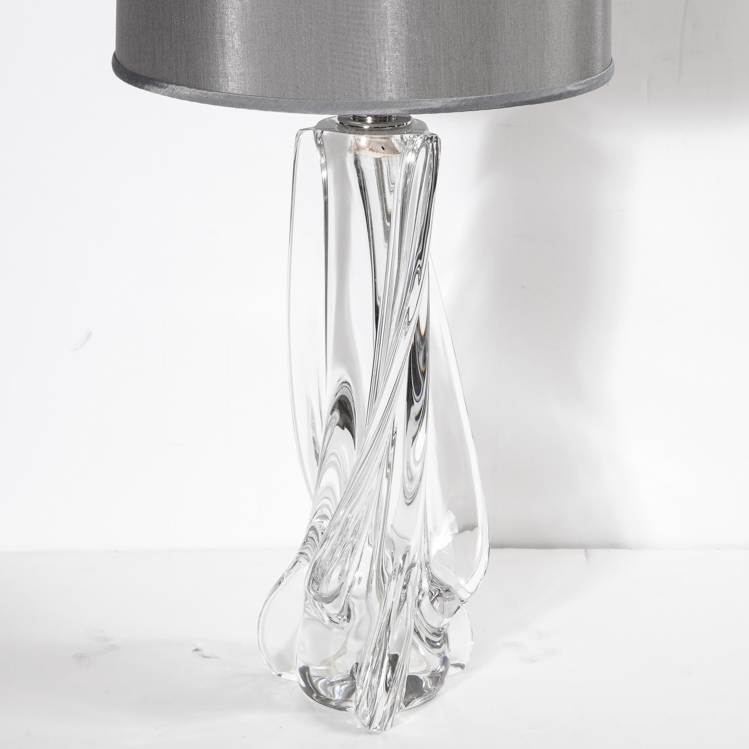 Hollywood Regency Sculptural Translucent Crystal Table Lamp Signed by Sevres In Excellent Condition For Sale In New York, NY