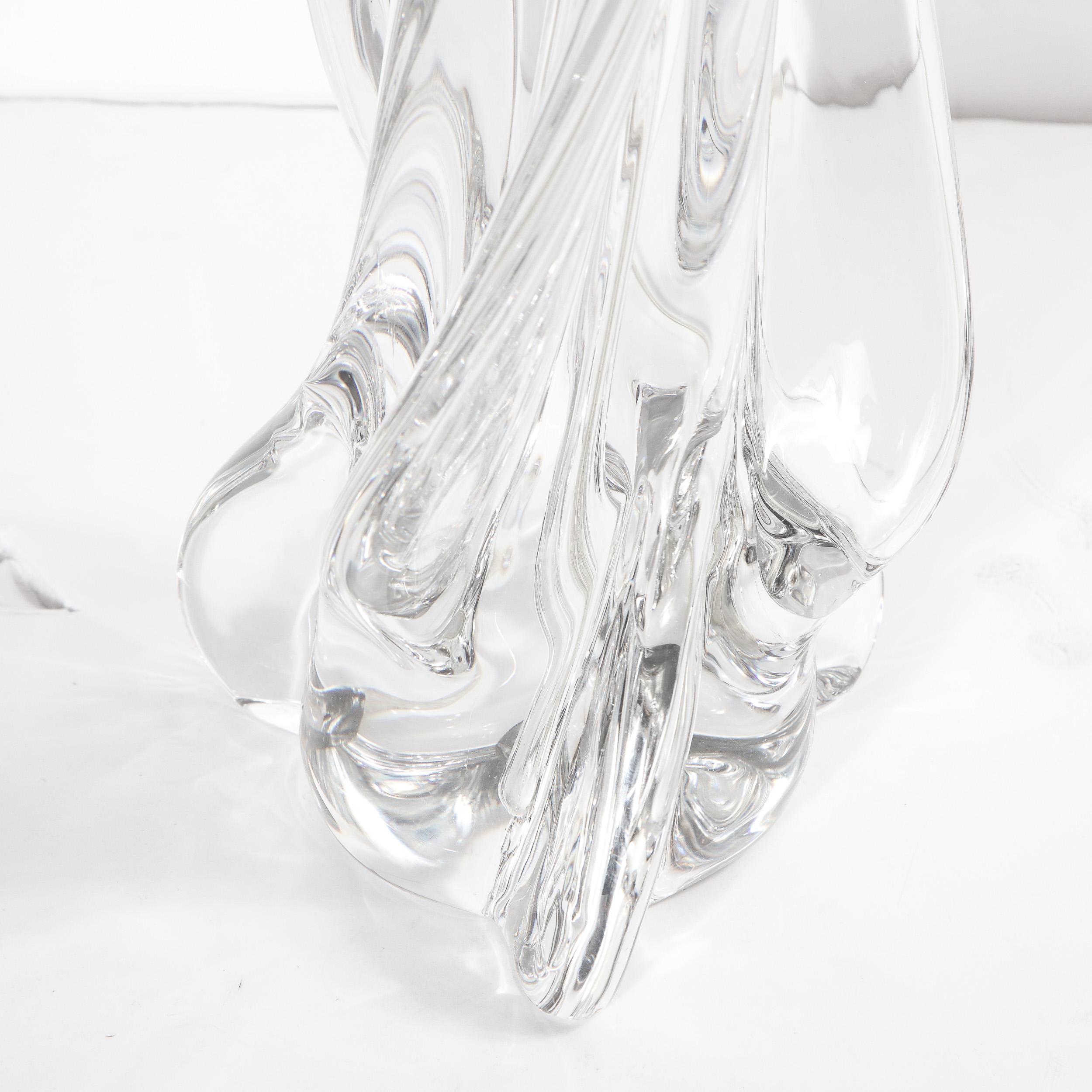 Hollywood Regency Sculptural Translucent Crystal Table Lamp Signed by Sevres For Sale 1