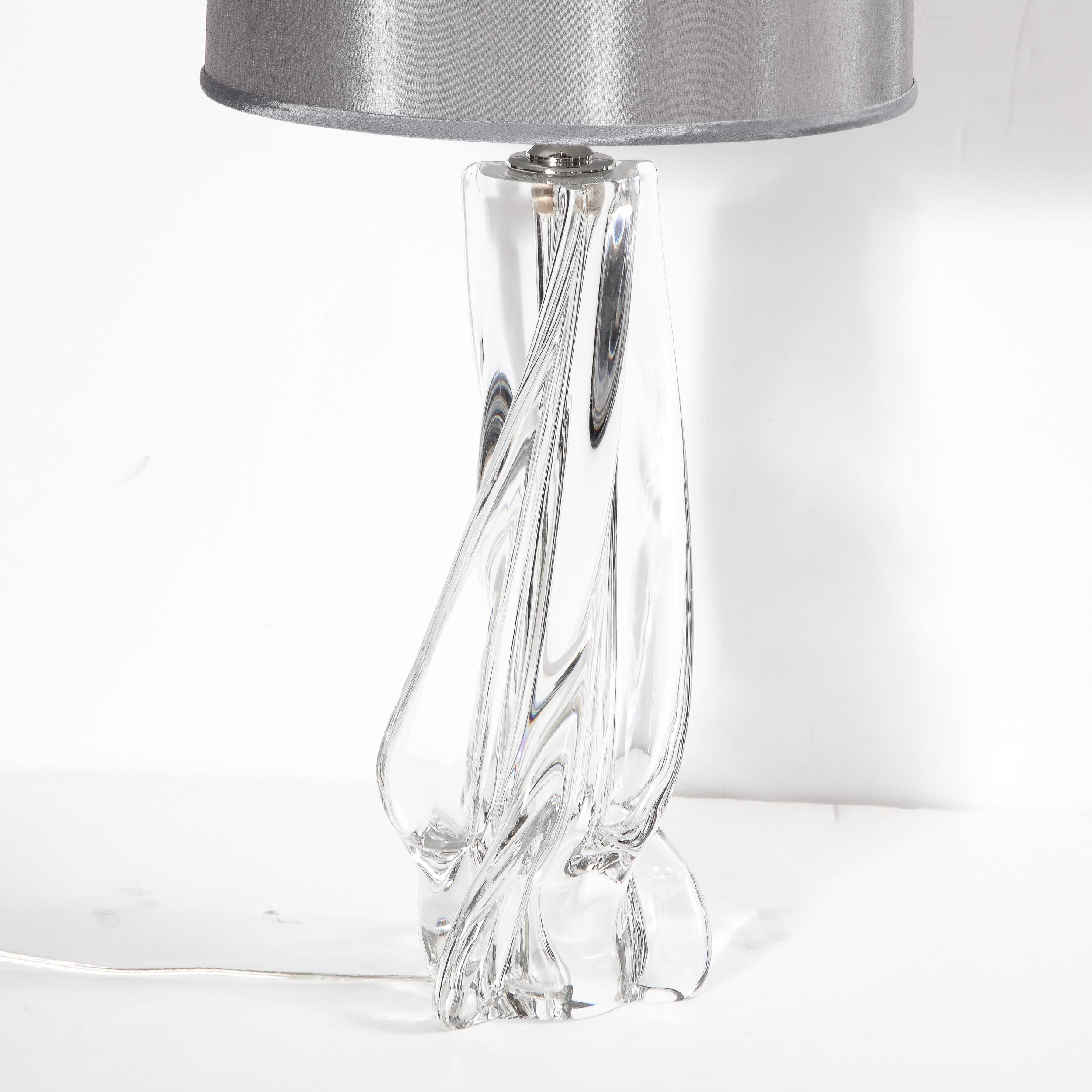 Hollywood Regency Sculptural Translucent Crystal Table Lamp Signed by Sevres For Sale 2