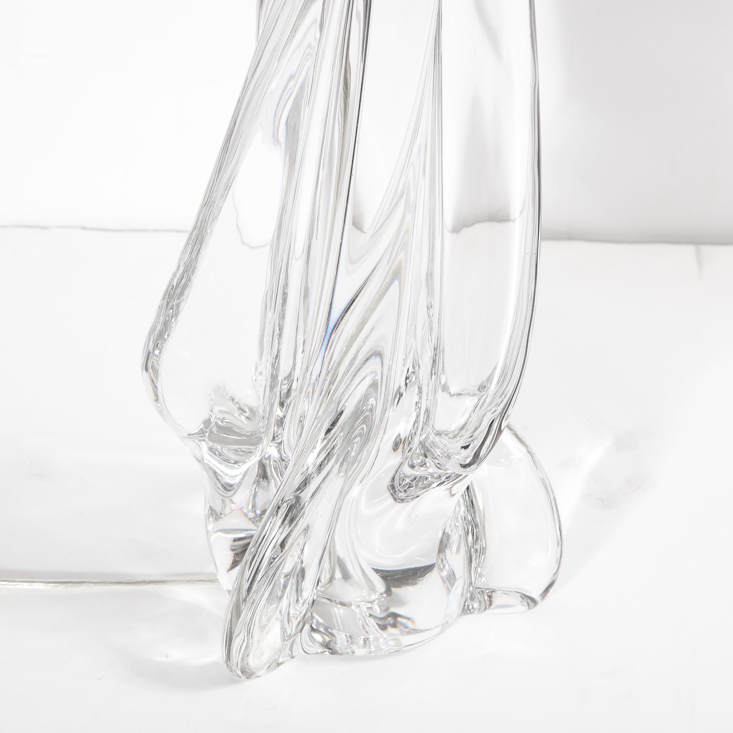Hollywood Regency Sculptural Translucent Crystal Table Lamp Signed by Sevres For Sale 3