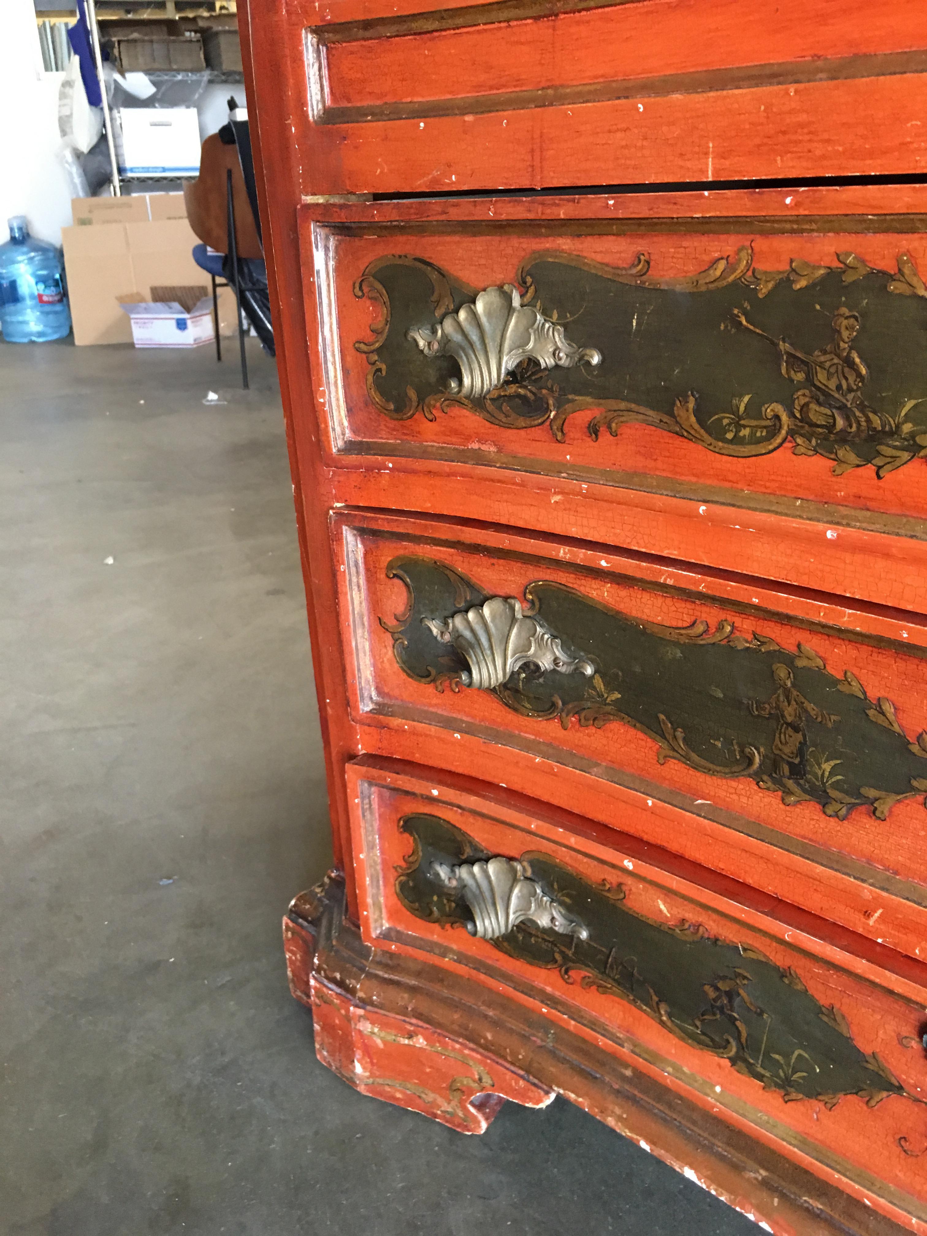 Hollywood Regency Secretary Desk Secretaire Bookcase w/ Chinese Motif In Excellent Condition For Sale In Van Nuys, CA