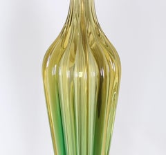 Hollywood Regency Seguso Lamp in Green and Gold Murano Glass
