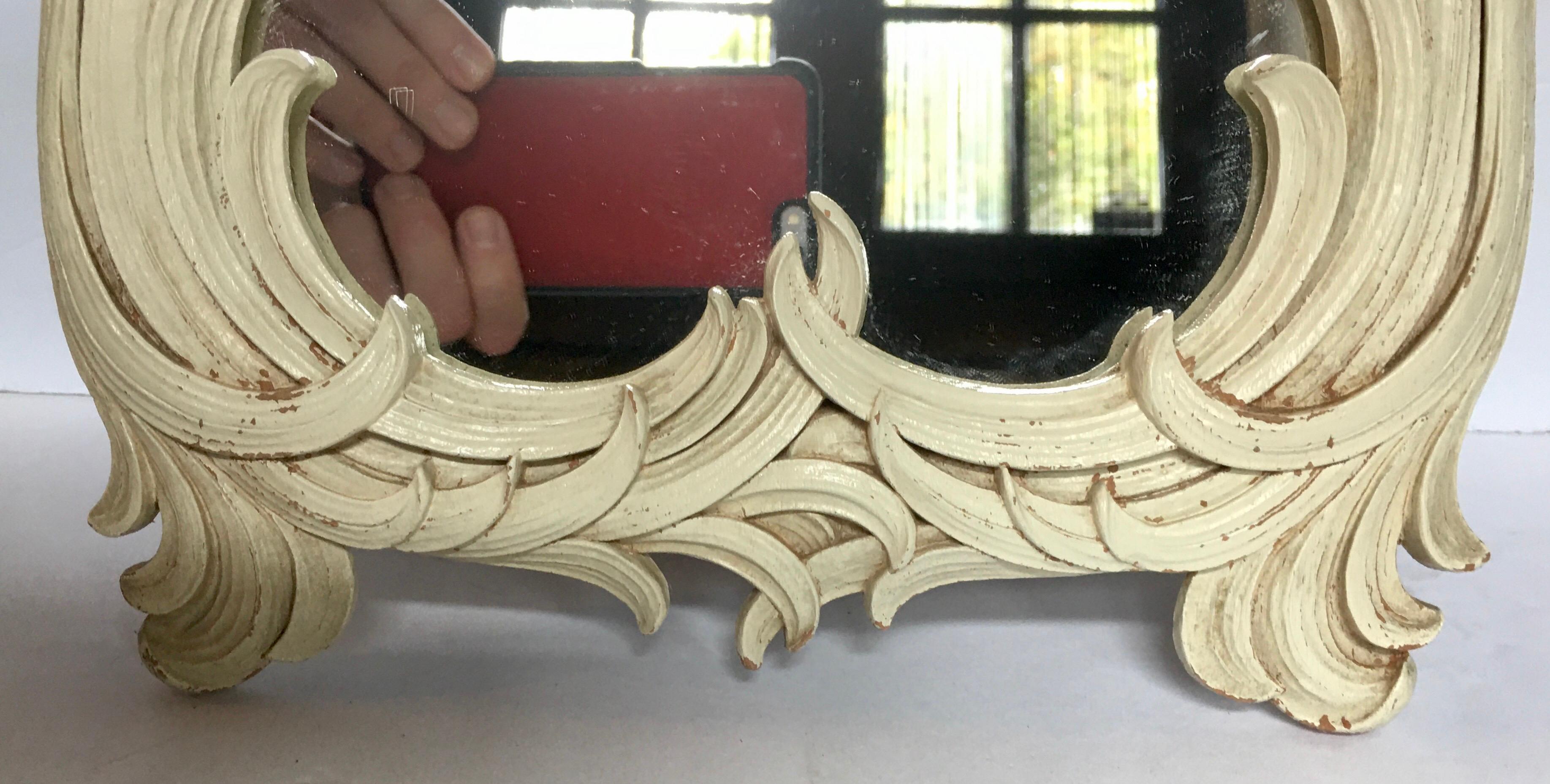 Hollywood Regency Serge Roche Style Palm Foliate Mirror In Good Condition In Lambertville, NJ