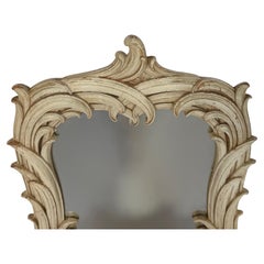 Hollywood Regency Serge Roche Style Palm Leaf Wall Mirror, Sculptural Foliate