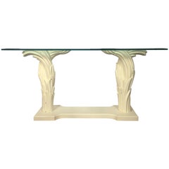 Hollywood Regency Serge Roche Style Palm Tree Plaster-Like Console Table, 1970s