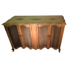 Hollywood Regency Serpentine Mahogany Bar Cabinet Buffet