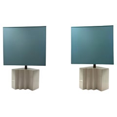 Hollywood regency set of 2 ceramic table Lamps, France 1970s