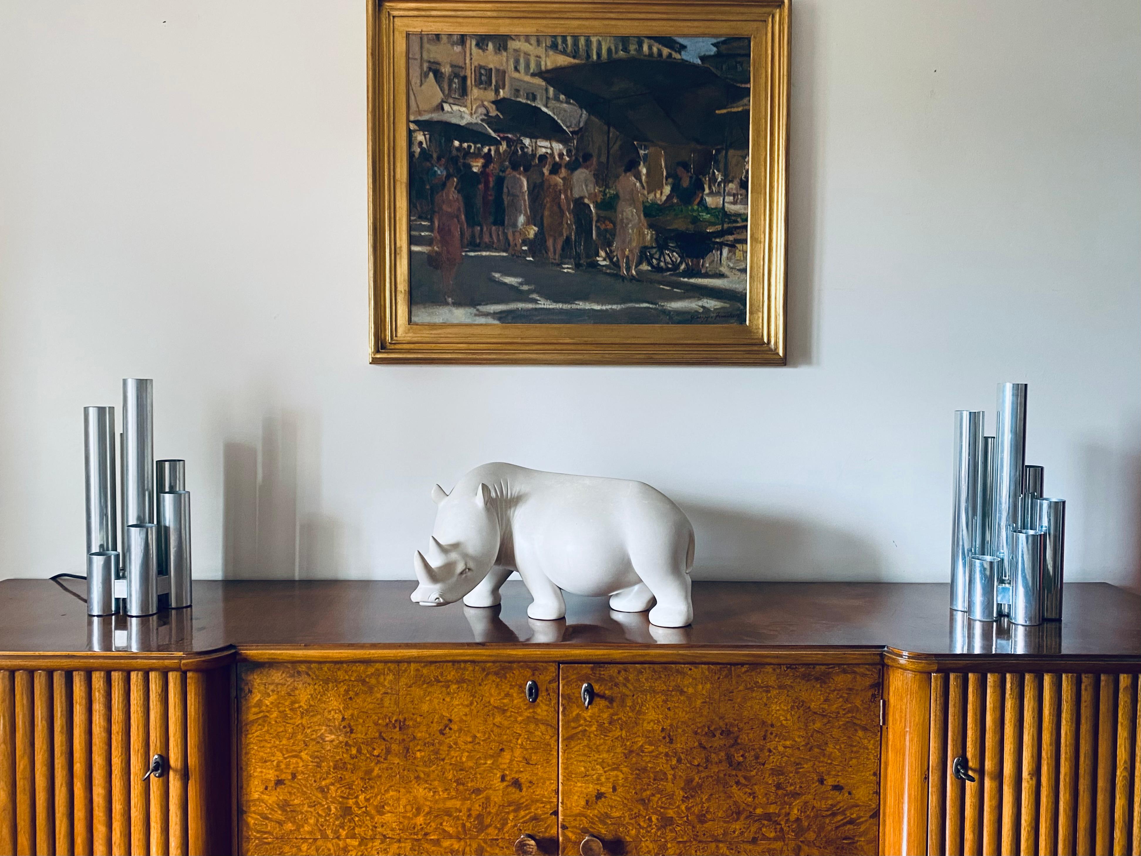 Hollywood Regency Ensemble de 2 lampes de table chromées Hollywood regency, Sciolari Italie 1970 en vente