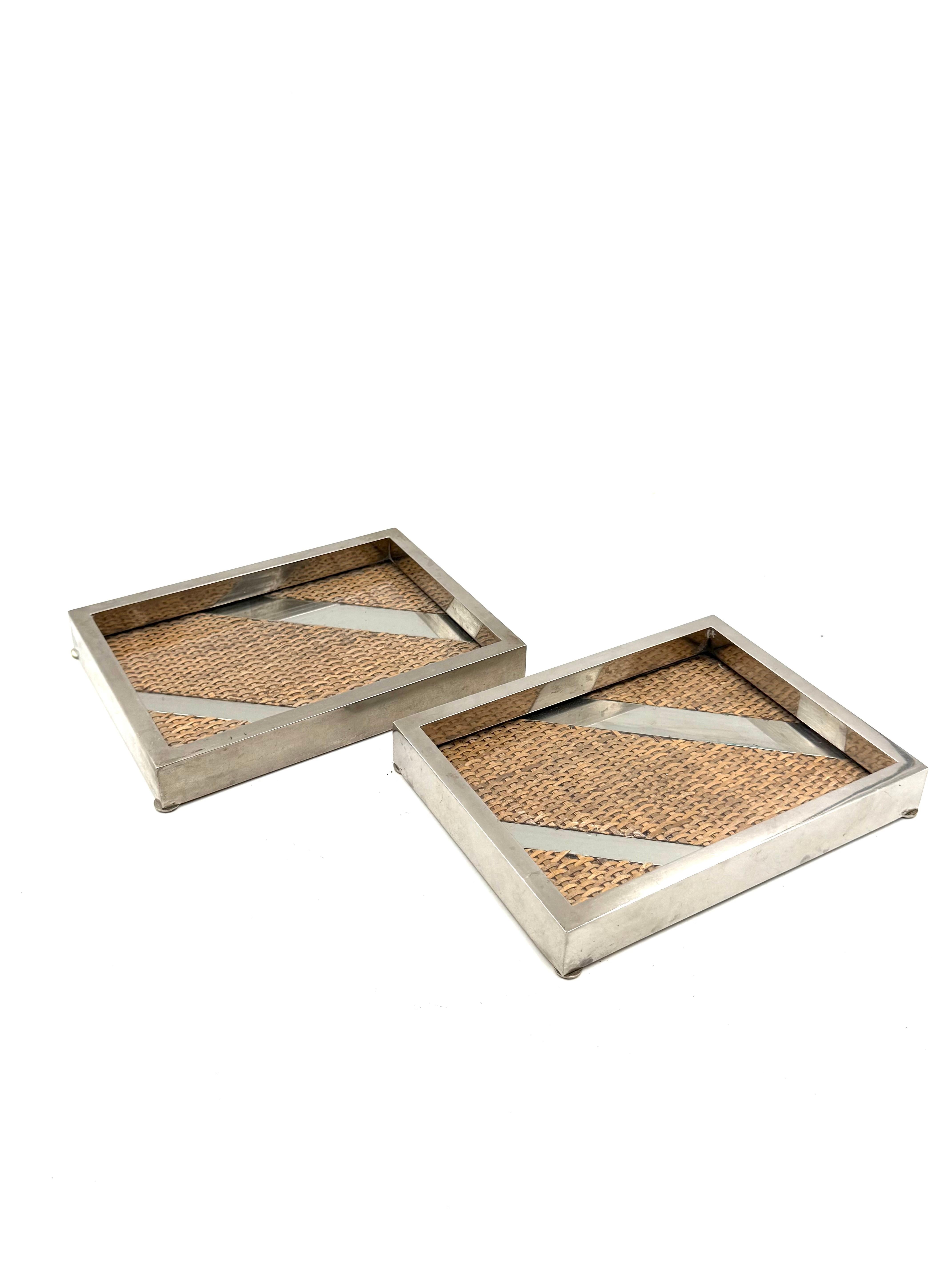 Late 20th Century Ensemble de 2 plateaux / vide poche Hollywood regency, Tommaso Barbi Italie 1970 en vente