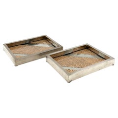 Hollywood regency set of 2 trays / vide poche, Tommaso Barbi Italy 1970s