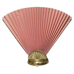 Hollywood Regency Shell Motif Accordion Fan Table Lamp Shade in Pink and Gold