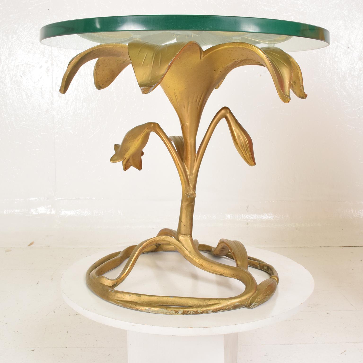 British Hollywood Regency Side Aluminum Table by Arthur Court, Gilded Lily