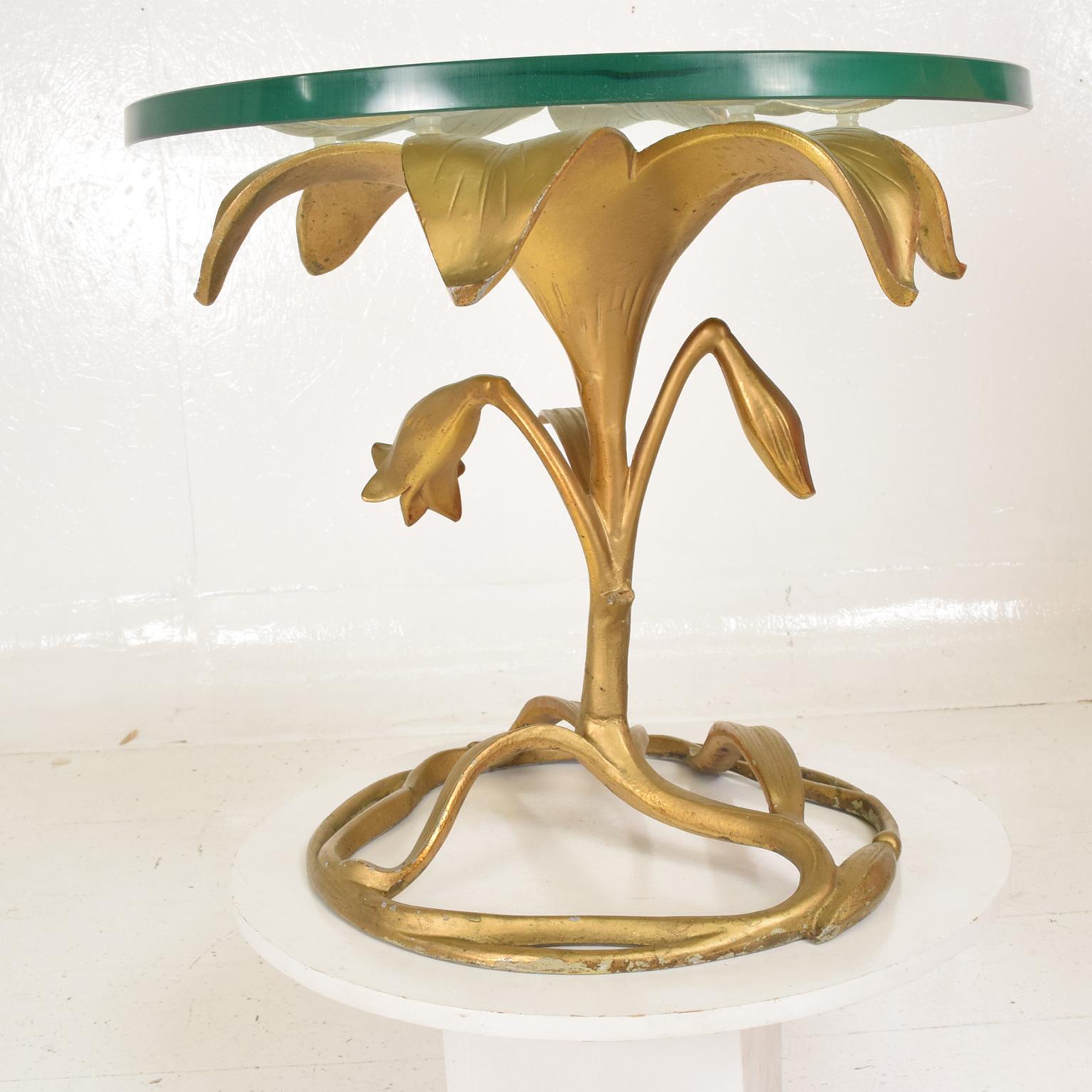 Hollywood Regency Side Aluminum Table by Arthur Court, Gilded Lily In Good Condition In Chula Vista, CA